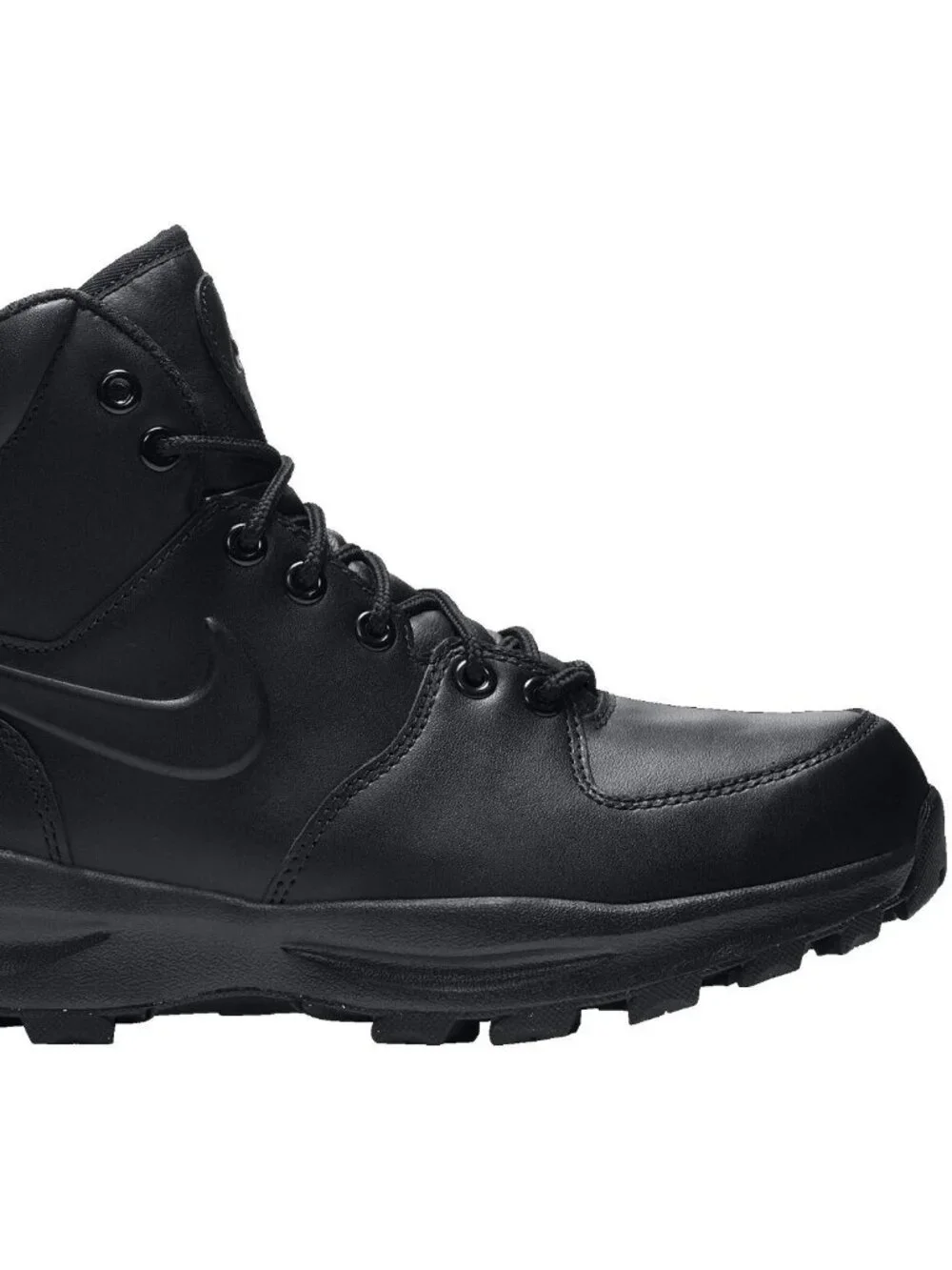Nike Manoa Leather Boots Mens 9 Womens 10.5 Triple Black Water Resistant Leather